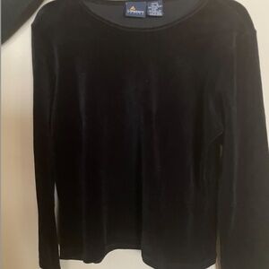 Lizsport Petite Black Velvet Long Sleeve Top